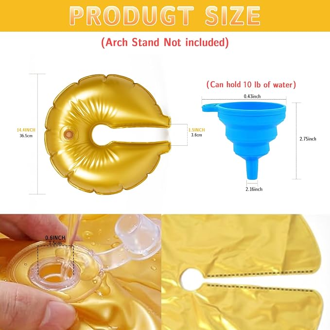 4 Pcs Water Weight Bags for Backdrop Stand, Slit Style Gold Balloon Arch Weights - Image 5