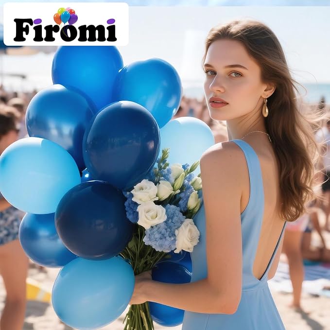 Firomi Metallic Chrome Blue Balloons Set 12-inch 70 pack | Blue Latex Balloon - Image 3
