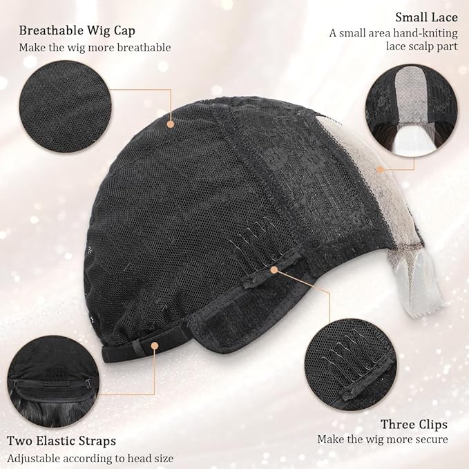 Black Wig for Women, 18 Inch Middle Part Wavy Curly Wigs Synthetic Heat Resistant Soft deep wave Wig for Women Daily Use (Black, 18 Inch)