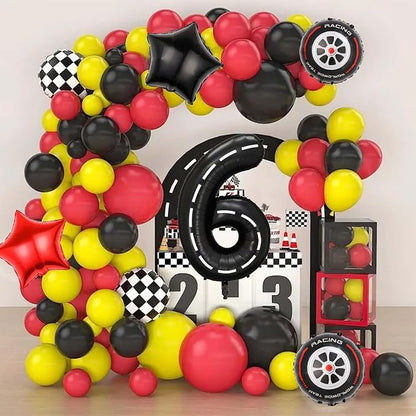 Race Car Balloons, 40 Inch Racetrack Number 6 Balloon, Big Number Balloons Black - Image 6