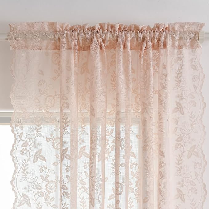 FINECITY Sheer Lace Curtains 72 Inch Length - Image 3