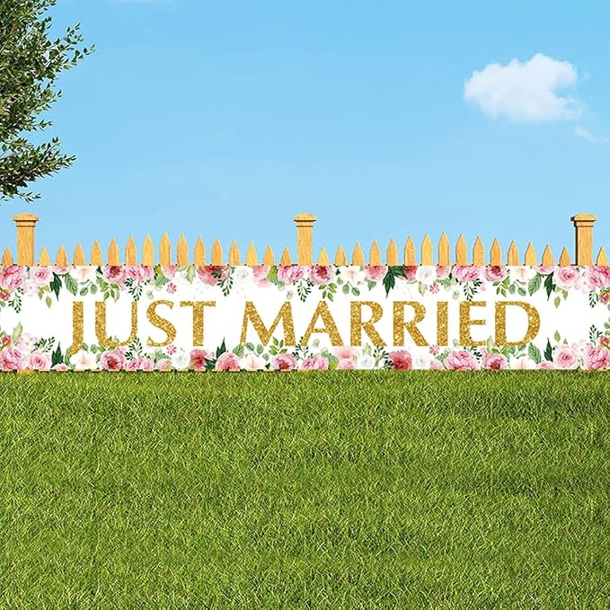 Just Married Wedding Backdrop Wedding Banner - Image 6