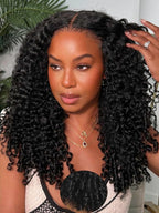 Julia Hair 7x5 Lace Water Curly Texture Wig With Finger Coil Ends Glueless Wigs Human Hair Put On and Go Invisible Lace Pre Plucked Pre Cut Bleached Knots Natural Hairline 26 Inch