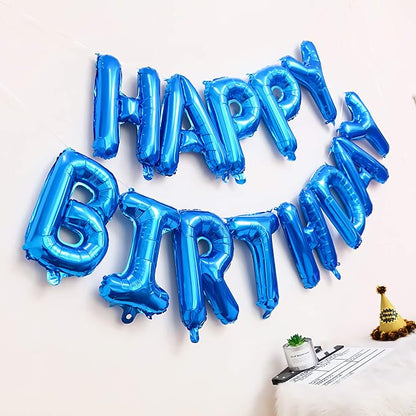 16 Inch Blue Happy Birthday Balloons Banner, Aluminum Foil Letters Happy - Image 2