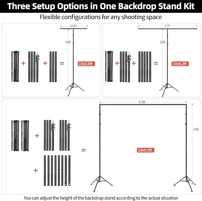 Hemmotop Adjustable Backdrop Stand 10x8.5ft Heavy Duty | - Image 6