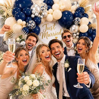 154Pcs Navy Blue Silver Balloons Garland Arch Kit - Image 5