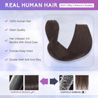 Dark Brown Clip in Hair Extensions Real Human Hair Invisible Seamless Remy Human Hair Clip in Extensions for Women 16 Inch 90g, 8pcs Per Set with Double Weft