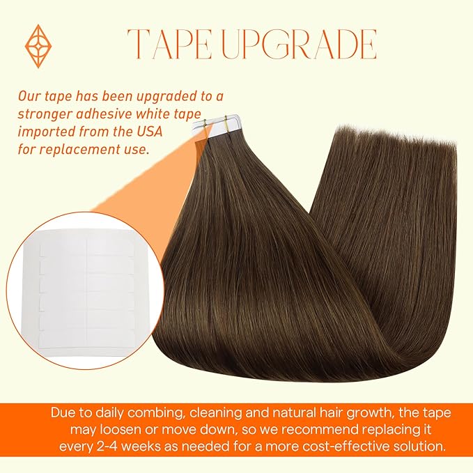 Full Shine Brown Tape in Hair Extensions Human Hair 10Inch Color 4 Medium Brown Short Straight Tape in Extensions 20 Pcs 30 Gram Seamless Hair Extensions Tape in Natural Real Human Hair for Party