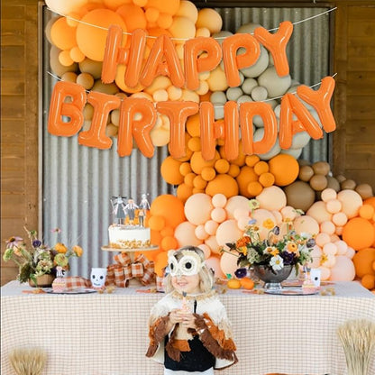 TONIFUL 16 Inch Bright Orange Happy Birthday Balloons Banner Decorations | - Image 4