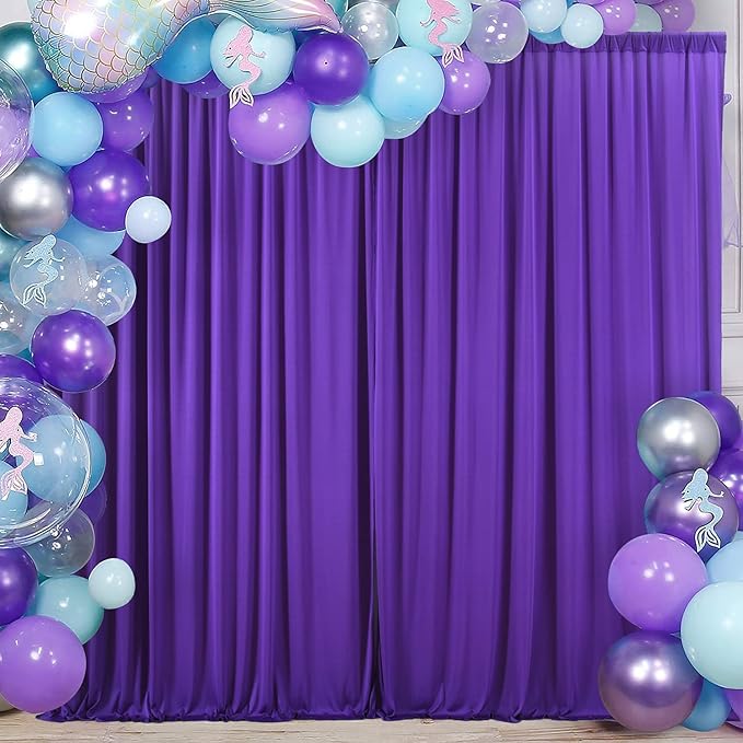 AK TRADING CO. 10 feet x 10 feet Purple Polyester Backdrop Drapes Curtains - Image 4