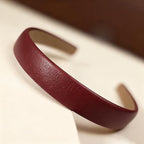 2-Piece Red & Black Leather Headbands - Non-Slip Wide Padded Hair Accessories for Women, Cute Fashion DIY Hair Hoops