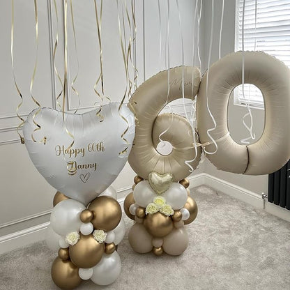 Number 6 Balloon Beige, 40 Inch Large Cream Foil 6 Helium Balloons - Image 6