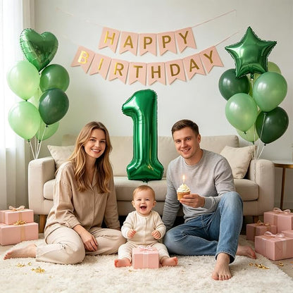 TONIFUL 1st Birthday Balloons Kit 40 Inch Dark Green Large Number 1 Balloon | - Image 4