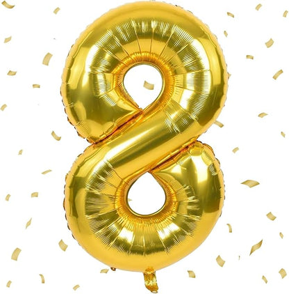 40 inch Gold Number Balloon Giant Foil Helium Balloons Gold Number 8 Balloon by Yeodong