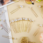 NEBURORA 36 Pcs Wedding Pearl Hair Pins U Shape Pearl Hair Accessory for Brides Bridesmaids Women Gold
