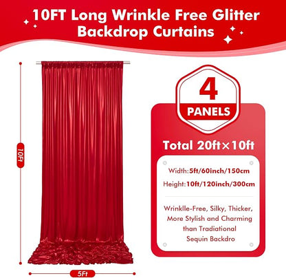 20x10ft Shimmer Red Sequin Backdrop Curtain - Image 6