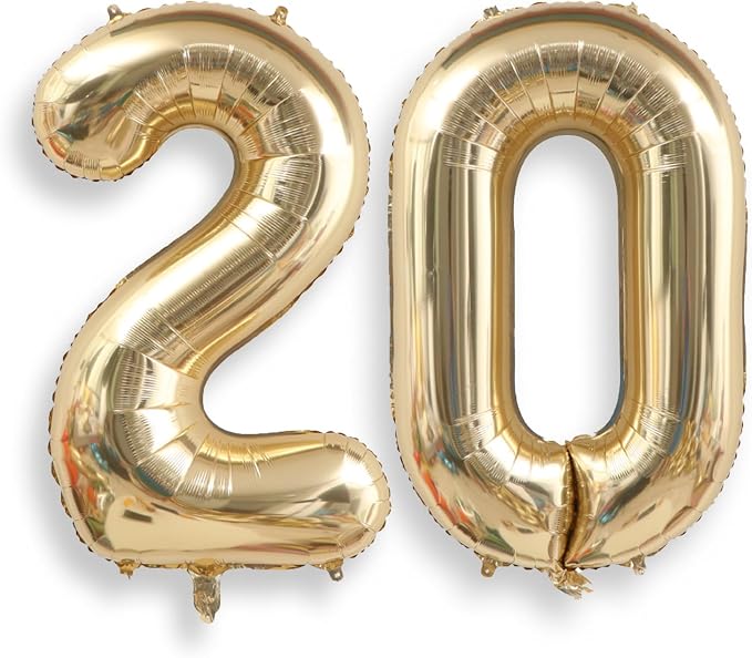 AULE 40 Inch Light Gold 20 Balloon Number Foil 0-9 Birthday Big Numbers | by AULE