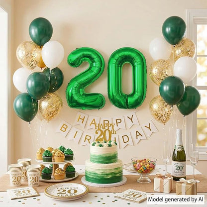Green Number 20 Balloon 40 Inch, Shiny Foil Duo - Image 6