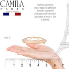 Camila Paris CP3258 French Hair Barrette Clip for Girls, Round Handmade Pink, Strong Hold Grip Hair Clips for Women, No Slip and Durable Styling Girls Hair Accessories, Made in France