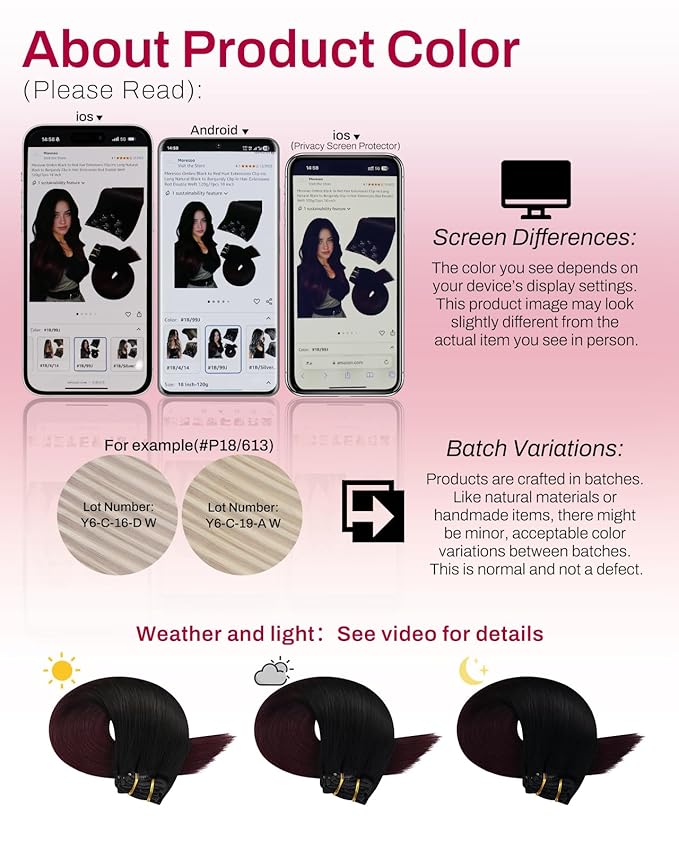 Moresoo Clip in Hair Extensions Dark Red Hair Extensions Clip ins Long Black to Burgundy Ombre Double Weft #1B/99J Balayage Natural Black to Deep Wine Red Long And Straight 120g/7pcs 20 inch