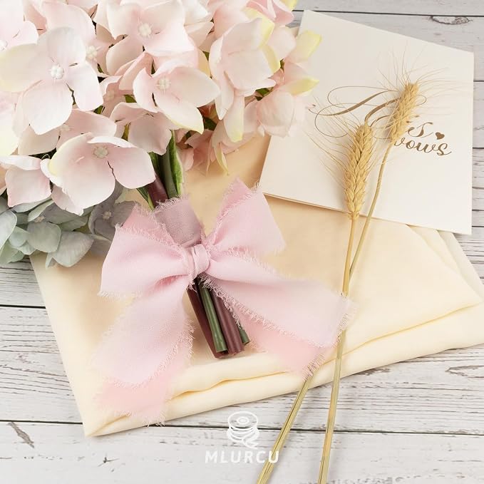 Pink Chiffon Ribbon 1.5 Inch x 3Yds Pastel Pink/Peach/Cream/Blushing Rose/Dusty - Image 6
