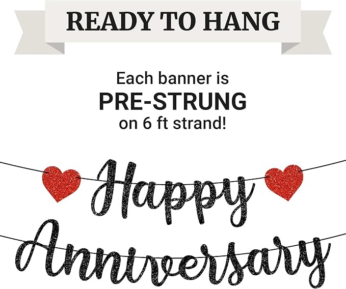 Pre-Strung Happy Anniversary Banner - Image 3