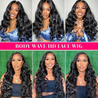 34 Inch 13x6 Body Wave Lace Front Wigs Human Hair Pre Plucked 13X6 HD Lace Frontal Wigs Human Hair 180% Density Glueless Wigs for Black Women Brazilian Virgin Body Wave Wig Natural Color