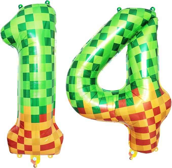 40 Inch Pixel Foil Number 14 Balloon by TNCDJKPA