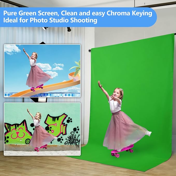 Hemmotop Chromakey Green Screen Backdrop, 5x7ft Small Background Fabric | Solid - Image 4