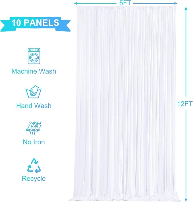 10 Panels White Backdrop Curtains - Image 6
