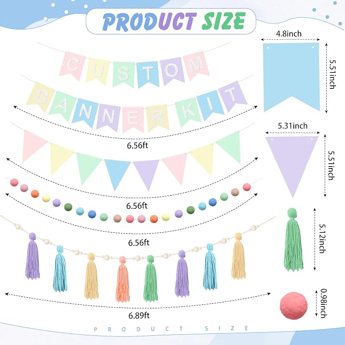SmoothNovelty 139 Pcs Felt DIY Custom Banner Kit Include 104 Letters 18 - Image 2