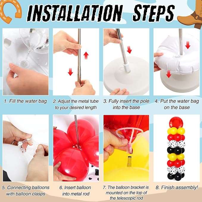 Hungdao 2 Sets Western Cowboy Cowgirl Themed Balloon Column Stand Kit Cartoon - Image 5