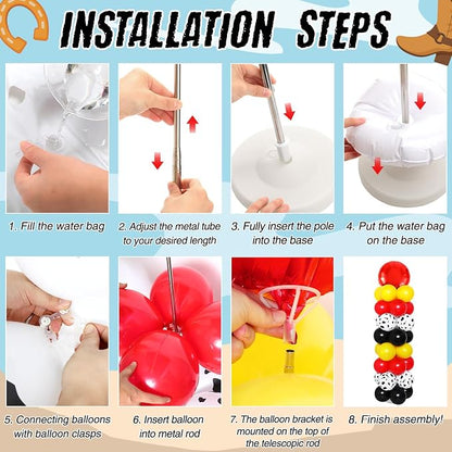 Hungdao 2 Sets Western Cowboy Cowgirl Themed Balloon Column Stand Kit Cartoon - Image 5