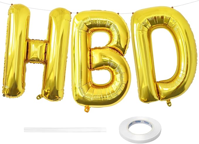 Gold HBD Balloons, HBD Foil Letter Balloon by BBPOOL