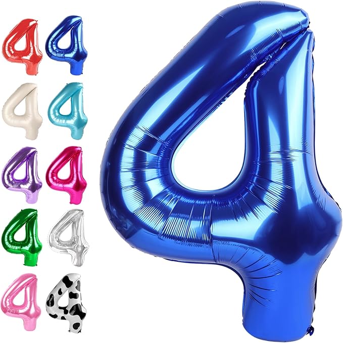 Navy Blue Number 4 Balloon 40 inch, 4th Birthday Party Balloons Decorations | by Upgesy