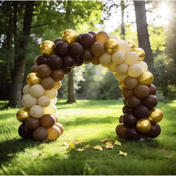 Bezente Brown and Gold Balloons Set 60pcs 12 inch | Sand White Neutral Helium - Image 4