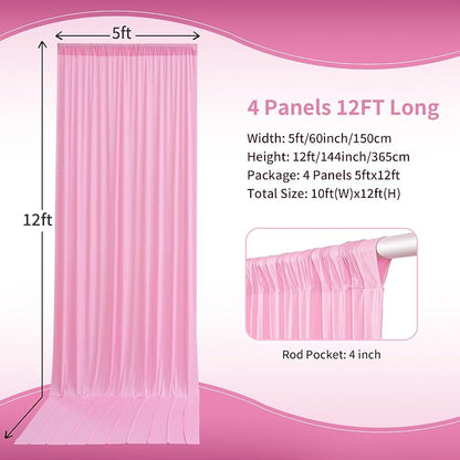20ft×12ft Wrinkle Free Pink Backdrop Curtain - Image 3