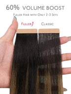 WENNALIFE Fuller Tape in Hair Extensions Human Hair, 20 inch 20pcs 80g Balayage Dark Brown Mixed Chestnut Brown Remy Hair Straight Tape in Extensions Skin Weft Tape Ins Extensiones De Cabello Humano