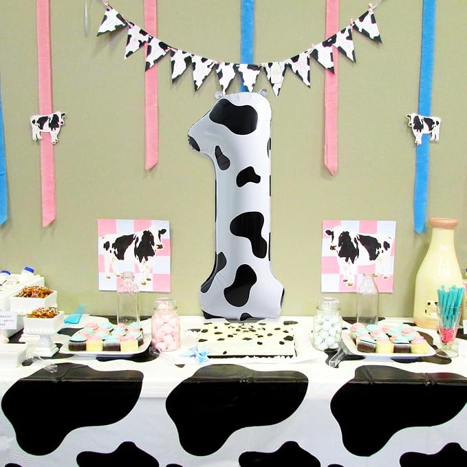 Isndare Cow Print Number 1 Balloon, 40 Inch, Self Sealing, Birthday Decoration - Image 7