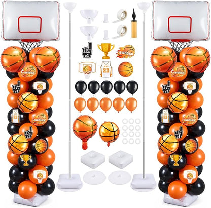Gejoy 2 Sets Basketball Hoop Balloon Column Stand Kit Includes 169 Latex by Gejoy