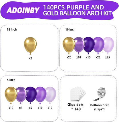 Purple and Gold Balloons Arch Kit - Image 2