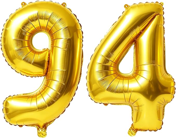 40 Inch Number 94 Balloons for 94th Birthday Party Decorations, 0-100 Gold by FOBELEC