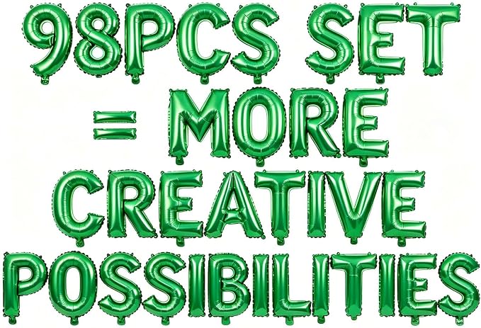 98 Pcs Green Letter Balloons, Custom 3 Set A-Z Set by GOGAKIE