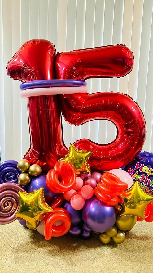 Red 5 Balloon - Number Balloon 40 Inch, 5th Red Birthday Decorations | Large - Image 7