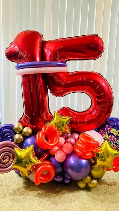 Red 5 Balloon - Number Balloon 40 Inch, 5th Red Birthday Decorations | Large - Image 7