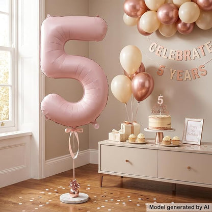 40 Inch Light Pink Foil Number 5 Balloon - Image 4