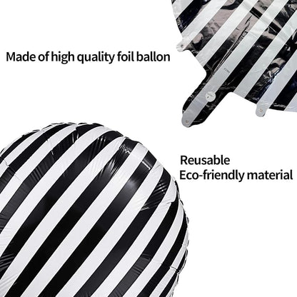 Jobkoo Black and White Striped Balloons 18 Inch Striped Mylar Foil Balloons - Image 3