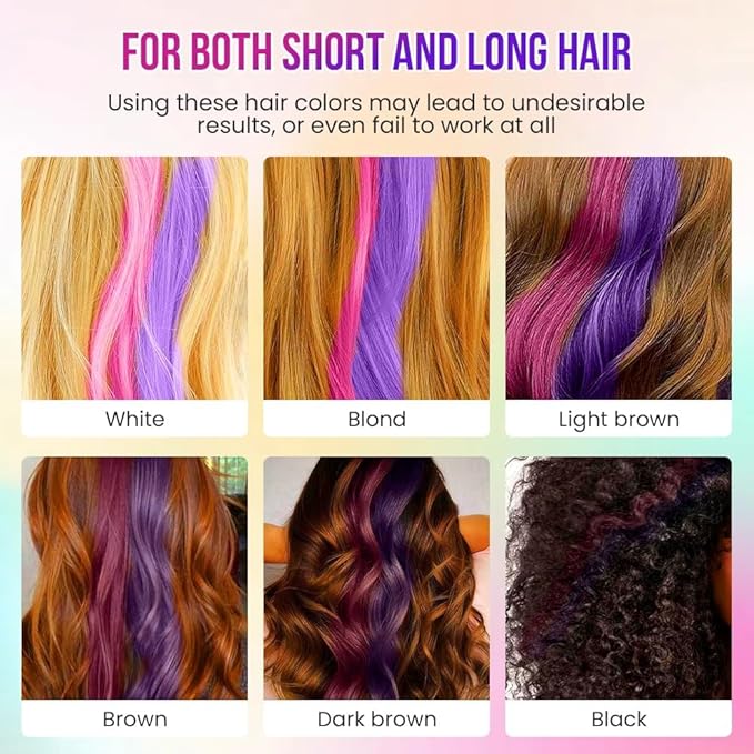 Festive Fun Hair Chalk Combs,2026 NEW Hair Color Comb Temporary Hair Chalk Comb,8/10 Color Washable Hair Chalk Set Hair Chalk Comb Temporary Bright Washable Hair Color Dye (10 Colors)