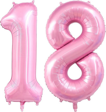 Pastel Pink 18 Balloon Number, 40 Inch Light Pink 18 Balloons Large Helium Foil by BBPOOL