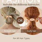 3PCS Pink Gold Hair Ties, Metal Hair Ties for Thick Hair, Elegant Durable Geometric Design Hair Cuffs, Gold Hair Accessories Stretchy Non-Damage Ponytail Cuff Holders Holiday Gifts